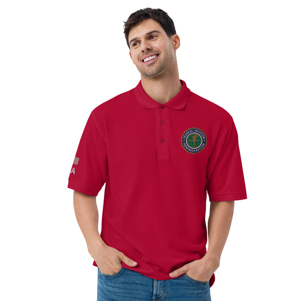 FAA Logo Men's Premium Polo - Red - White Letters