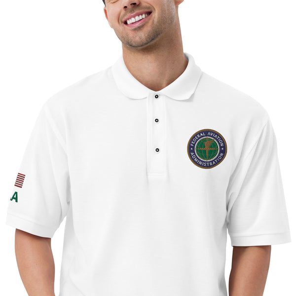 FAA Logo Men's Premium Polo - Green Letters