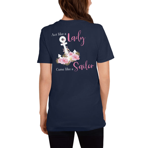 USCG ODU T-Shirt - Act Like A Lady, Curse Like a Sailor - Navy