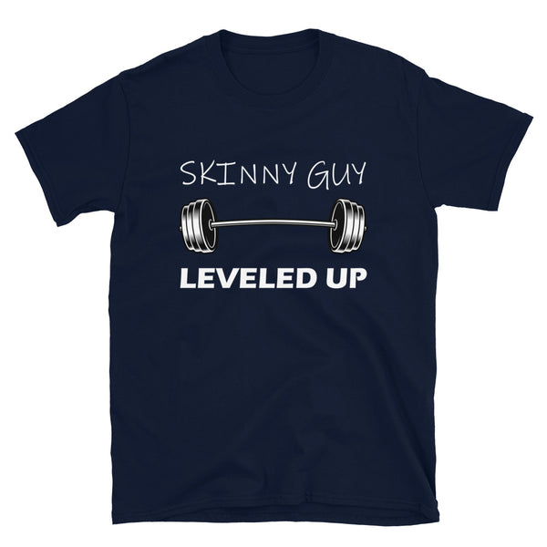 Skinny Guy Leveled Up - Short-Sleeve Unisex T-Shirt - Navy