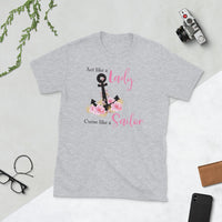 Act Like A Lady Curse Like A Sailor - White/Gray - Short-Sleeve T-Shirt