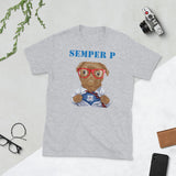 Semper P - Brown Pug - Short-Sleeve Unisex T-Shirt - White/Gray/Navy