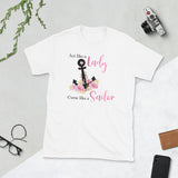 Act Like A Lady Curse Like A Sailor - White/Gray - Short-Sleeve T-Shirt