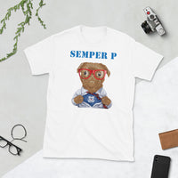 Semper P - Brown Pug - Short-Sleeve Unisex T-Shirt - White/Gray/Navy