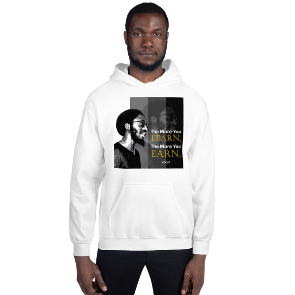 Zeph - The More Your Learn The More You Earn - Unisex Hoodie - Black/White